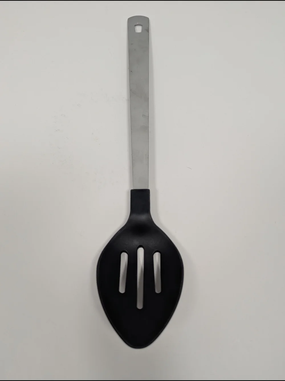 Amco Kitchen Utensil Black Silver Stainless Steel Nylon Slotted Spoon 8074